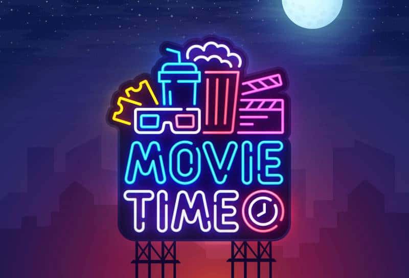 Neon movie cinema sign