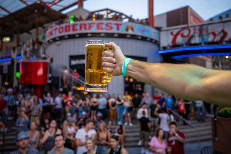 Oktoberfest Beer mug held up in the Power & Light District