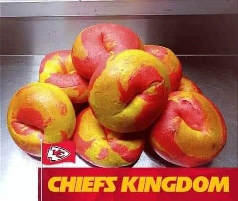 Kansas City Super Bowl Food Deals - red and gold bagels