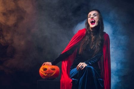Worlds of Fun Halloween Haunt - woman in vampire costume