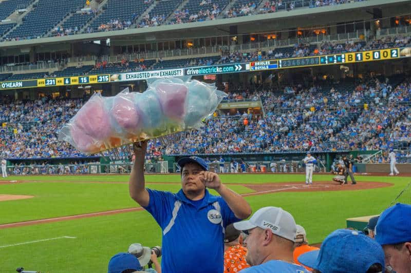 Cotton candy vendor at KC Royals game