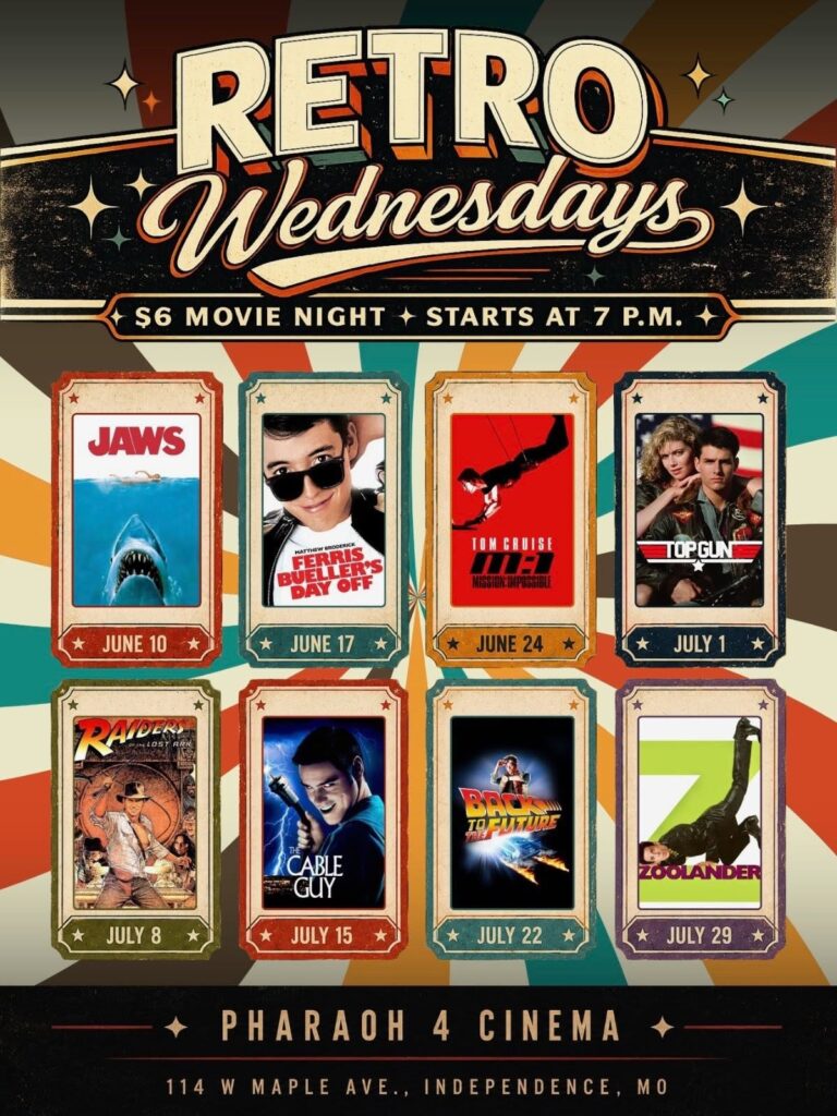 Retro Wednesdays movie deal Pharaoh Cinema Independence