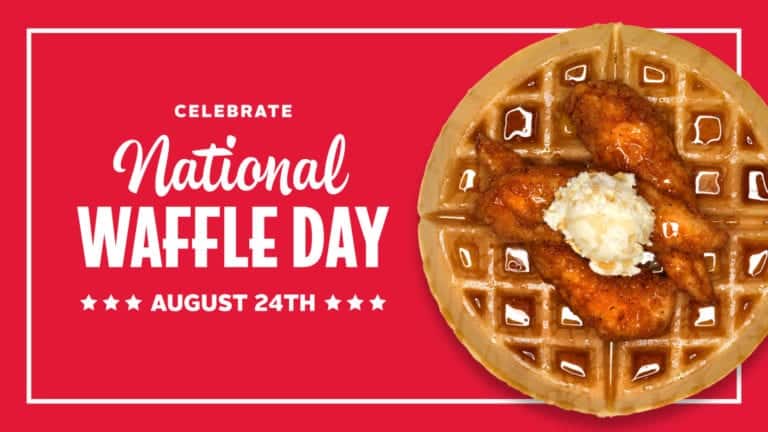 Slim chickens National Waffle Day deal poster