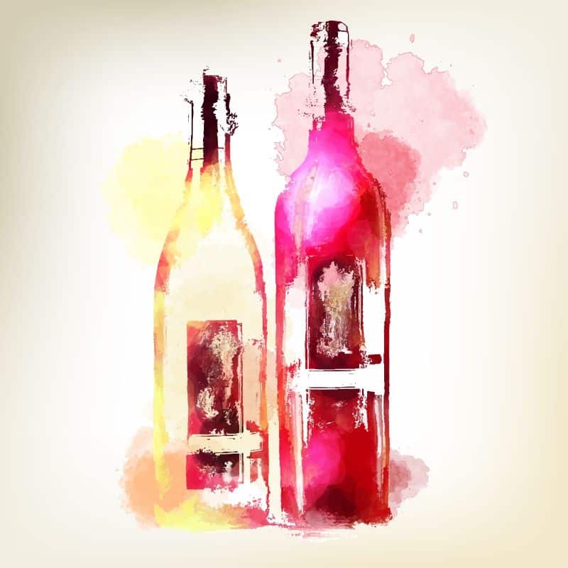 wine and paint party at National Museum of Toys and Miniatures - watercolor of two wine bottles