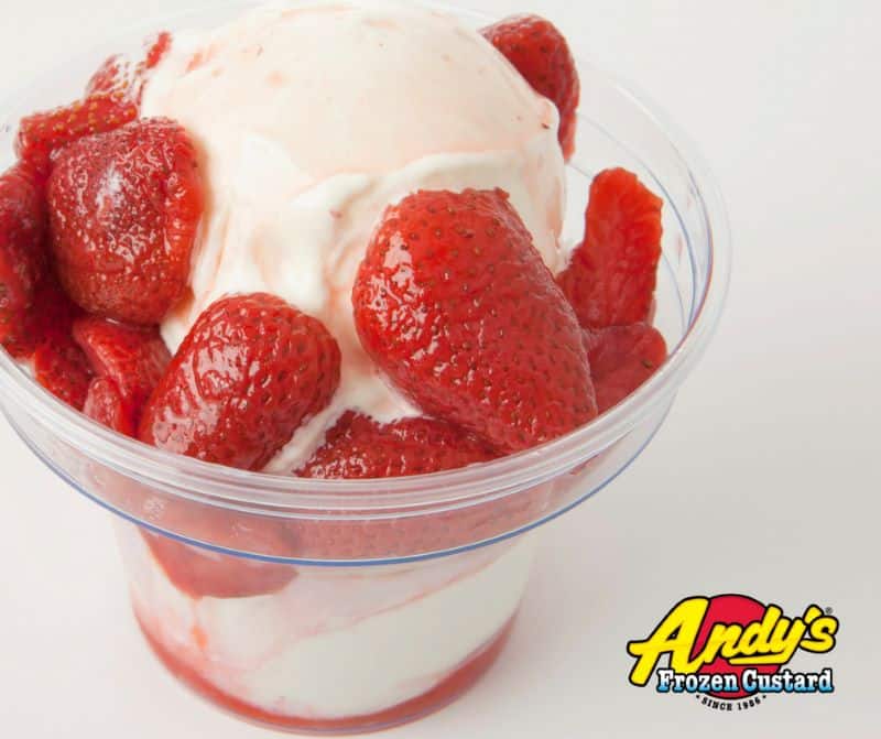 Kansas City food deals - Andy's Frozen custard strawberry sundae