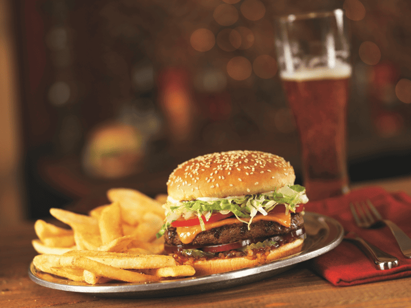 Kansas City food deals - Red Robin cheeseburger and fries on a plate