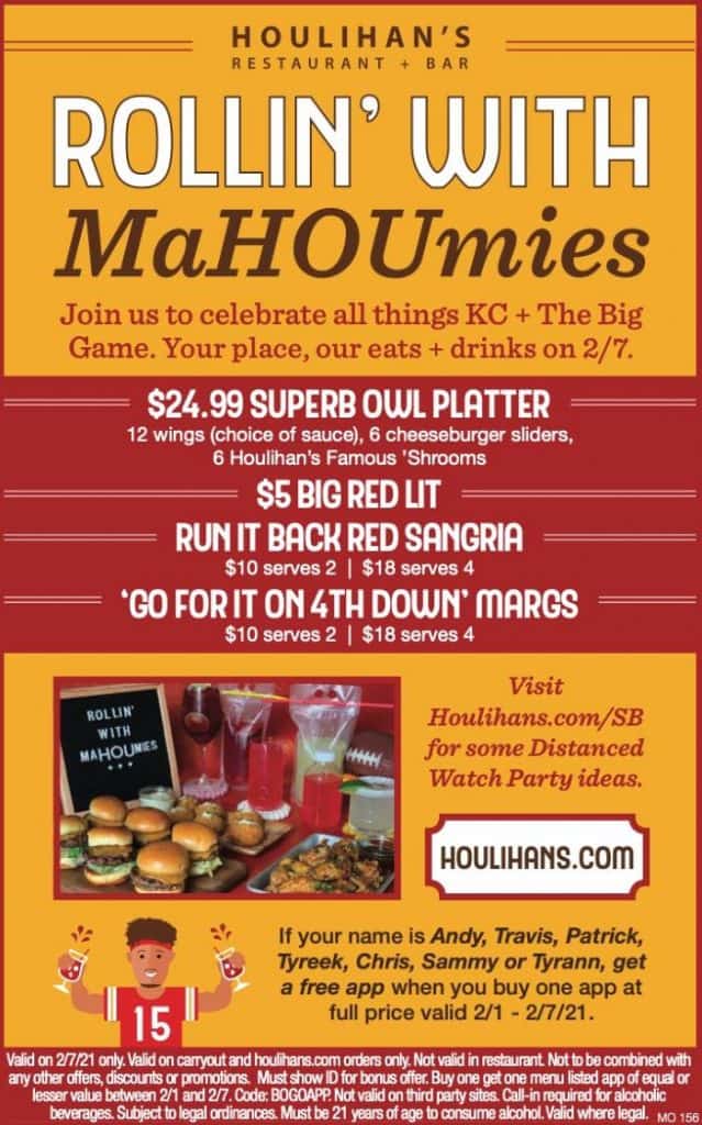 Houlihan's Serves Up Big Carryout Deals, BOGO Free Apps for KC Chiefs Fans  - Kansas City on the Cheap