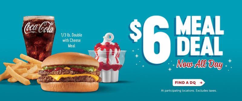 Dairy Queen Six Dollar Meal Deal - burger, fries, coke and sundae