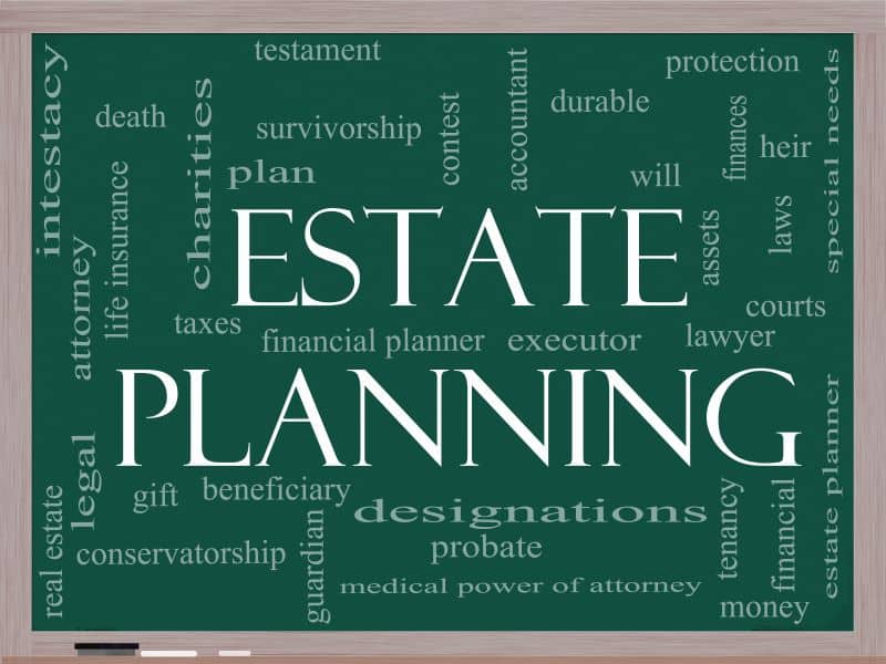 Estate planning concepts on a chalkboard