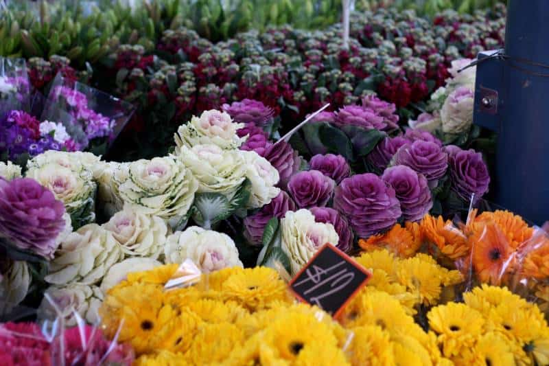 Farmers markets in Kansas City - fresh flowers and greens for sale