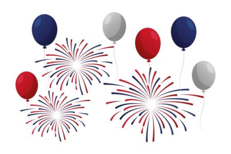 Fireworks and balloons