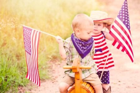 Toddlers having fun on Fourth of July