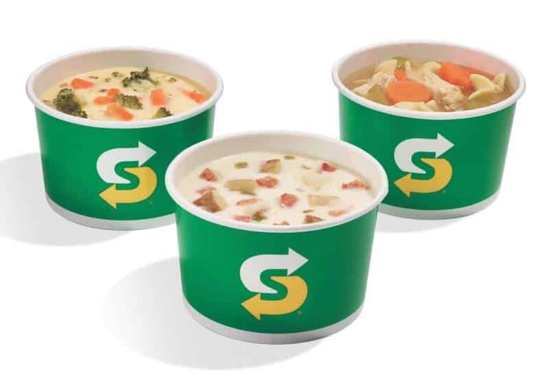 Three cups of Subway soups