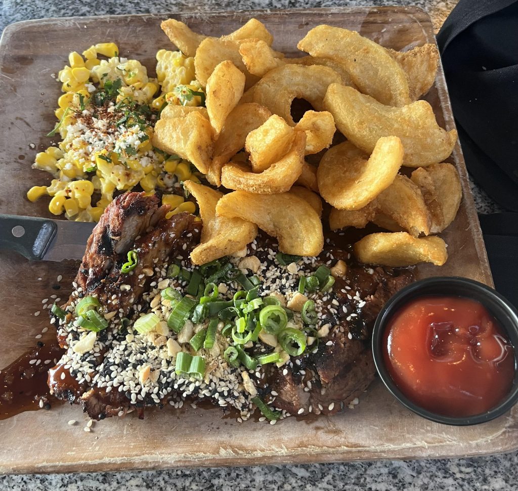 Steak Fries with Elote Corn