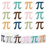 Whaline 1000Pcs Pi Day Stickers Boho Colors Pi Symbol Stickers Roll Math Theme π Self-Adhesive Sticker Decals for Scrapbook Journal Decor Pi Day Math Party Classroom, 6 Colors